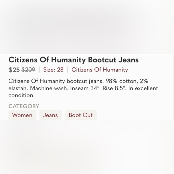 Sz28 COH Amber Bootcut Jeans - Picture 5 of 8